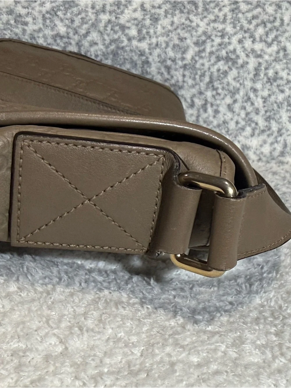 Gucci Taupe Brown Embossed Leather Messenger Bag